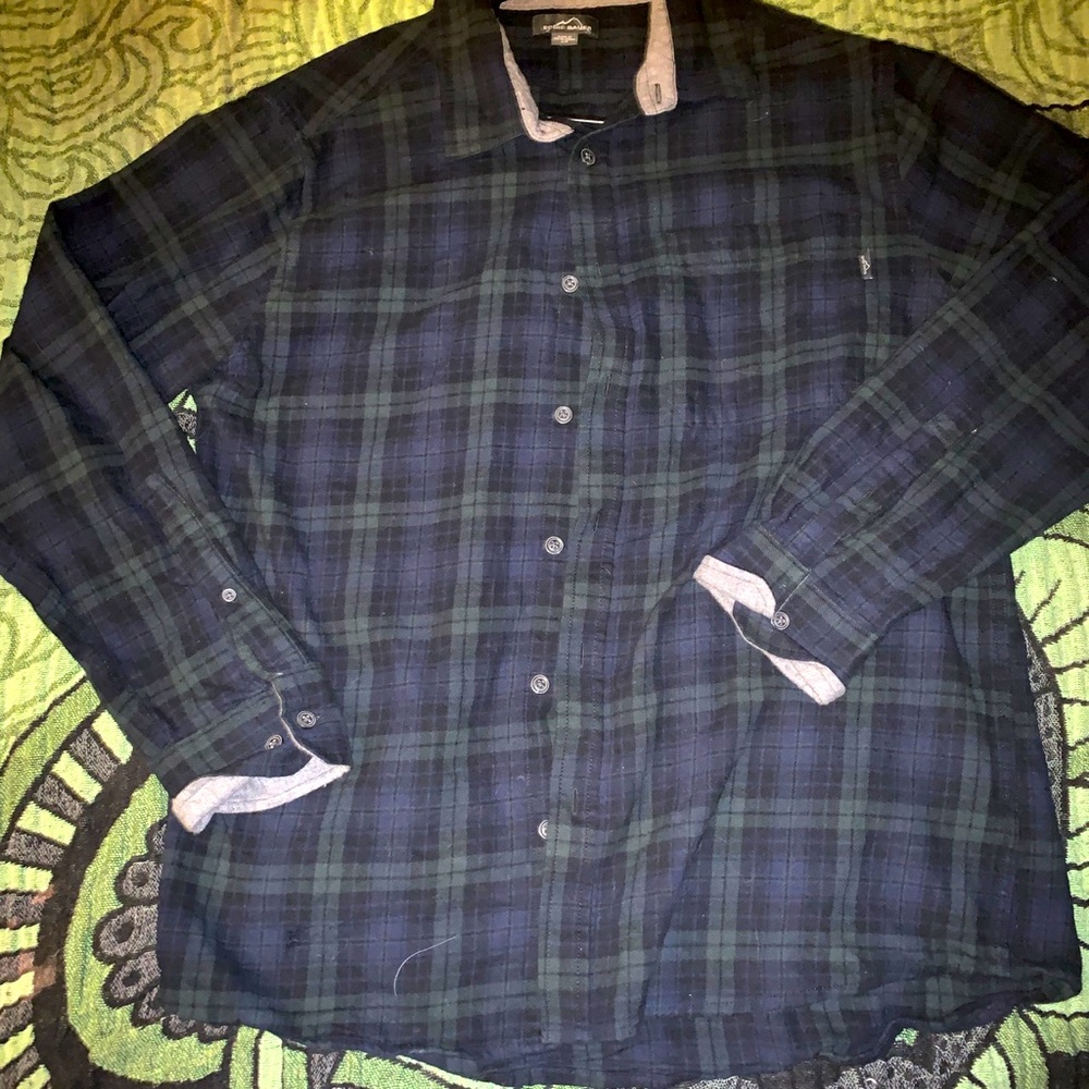 EDDIE BAUER blue green flannel